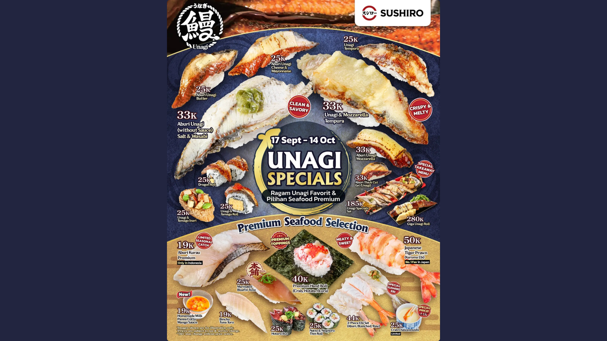 SUSHIRO - Unagi Spesial Mulai dari 19.000 (Hingga 14 Oktober 2026)