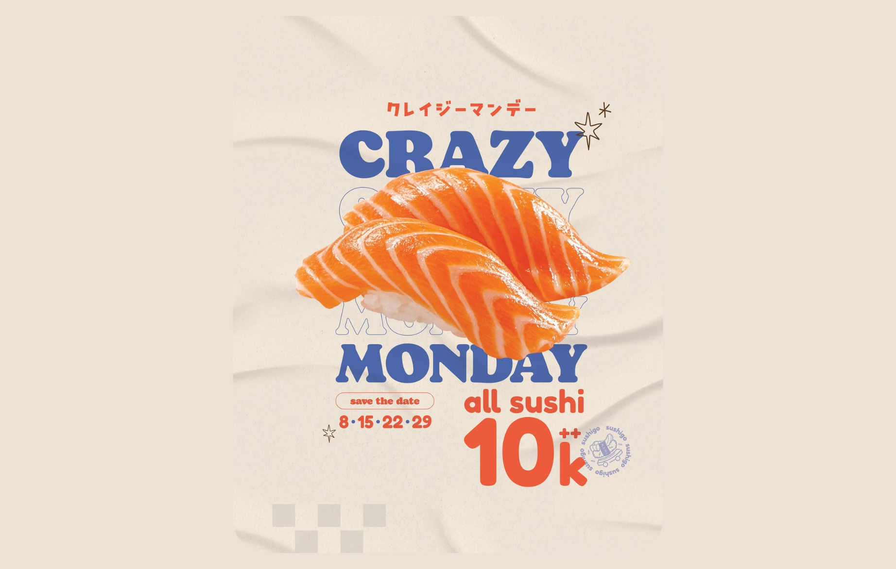 Sushi GO - Promo 10k/Plate for all sushi (Setiap Hari Senin di Juni 2026)