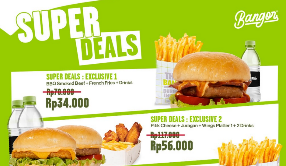 Burger Bangor - Promo Super Deals diskon hingga 70% (Setiap Hari Selasa)